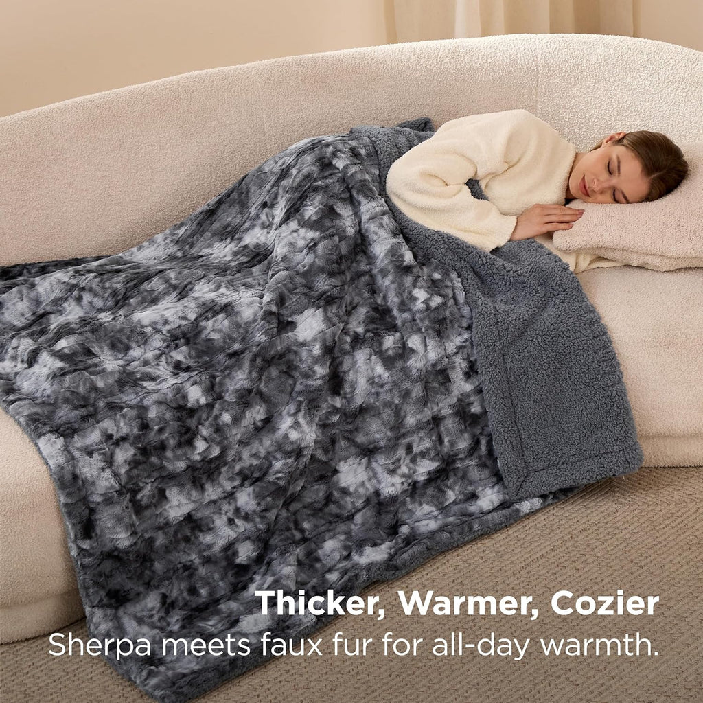 GentleSoft Fluffy Throw Blanket - Fleece Warm and Cozy Throw for Women Gift, Plush & Fuzzy Faux Fur Blanket, Tie Dye