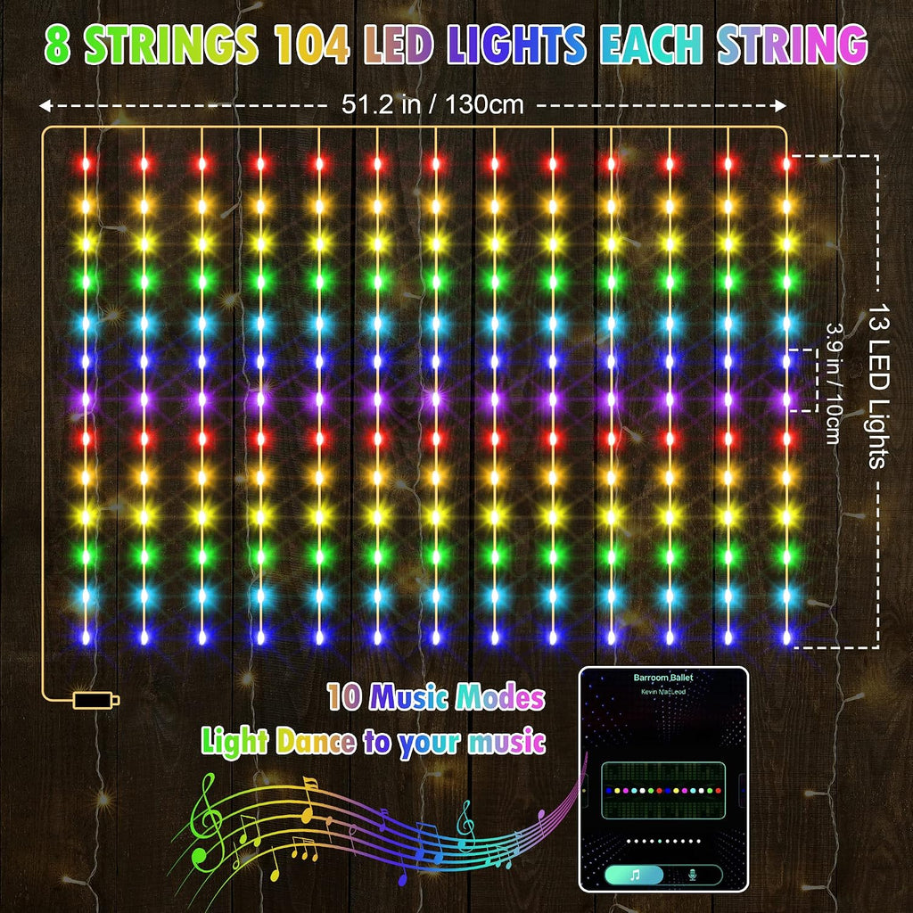 Patio Umbrella Lights, 104 Bright LEDs DIY Colors USB Battery Powered Waterproof Outdoor Umbrella Lights with APP