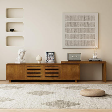 Mid Century Modern TV Stand,Extendable Entertainment Center for 65/70/75/80 Inch TV,Media Console for Living