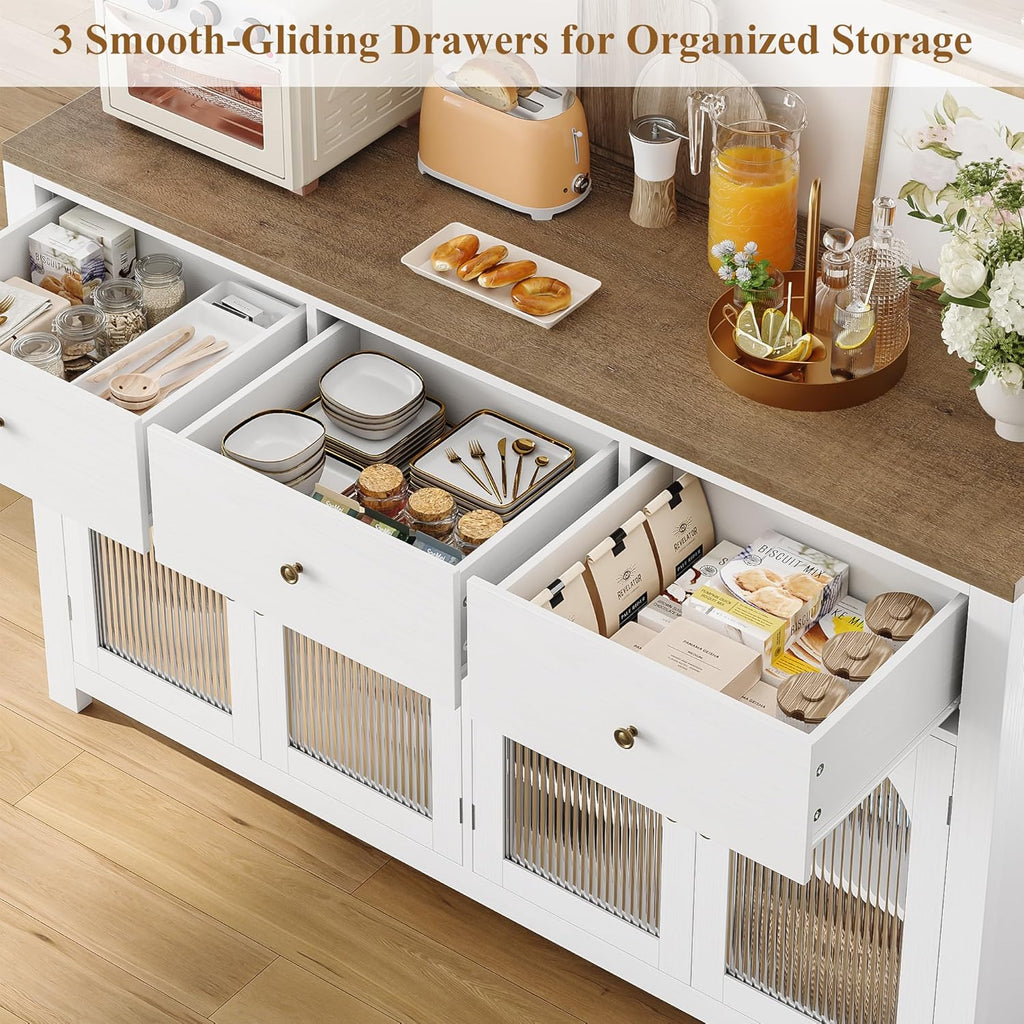 Buffet Cabinet with Storage, 55.1" Large Sideboard Buffet Cabinet