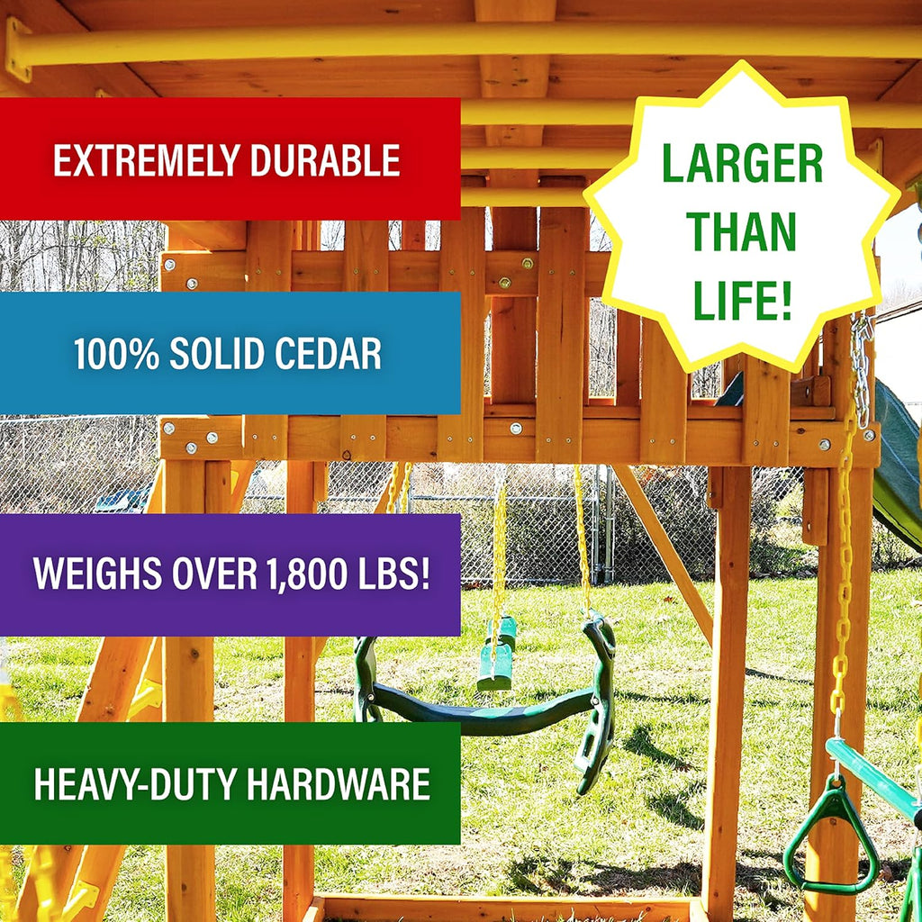 Fantasy Tree House Solid Cedar Wood Swing Set & Kids Playhouse (#3) | Jungle Gym with Built-in Tree House, Clubhouse