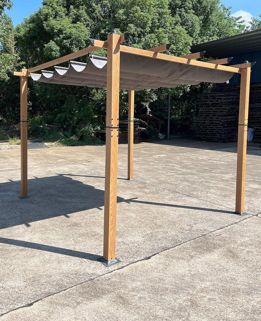 10x10 ft Outdoor Pergola with Retractable Canopy Upgraded Outdoor Aluminium Pergola