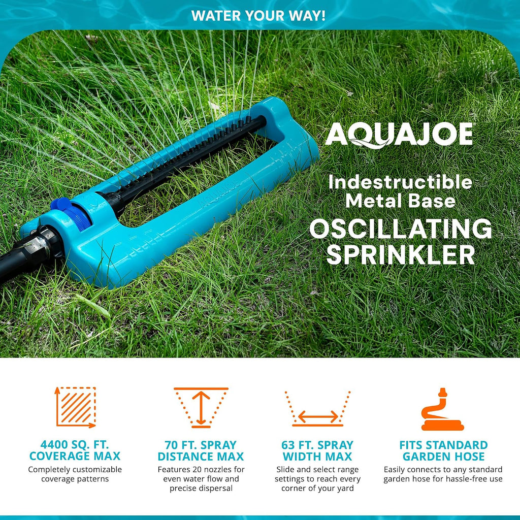 2 Pack Oscillating Lawn Sprinkler with Adjustable Spray, 20 Clog-Resistant Nozzles, Metal Base, 4400 Sq Ft Coverage &