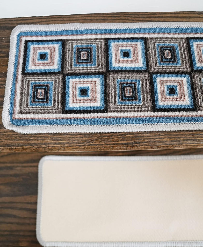Stair Treads Carpet with Landing Slip Resistant Stair Rugs, Set of 13 (9"x32") + 1 (31"x31") Runner for Indoor Wooden