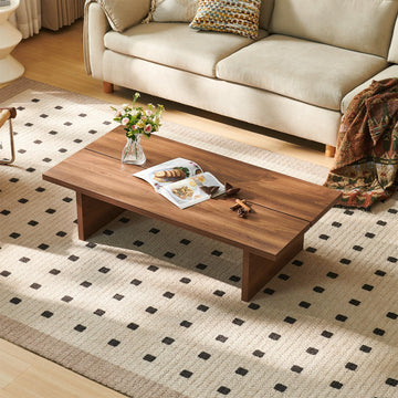 47" Mid Century Modern Walnut Coffee Table, Low Profile, Japanese Tea Table