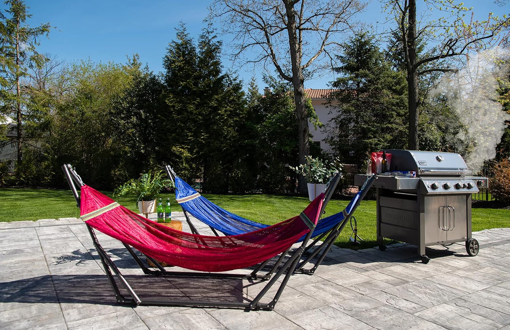 Home Fashion Portable Hammock with Collapsible Steel Stand, 450 lbs Capacity, No Tools Assembly, Carrying Bag