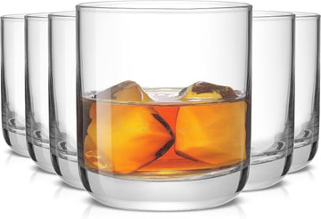 Faye Crystal Whiskey Glasses, Lowball Glasses Set of 6, 10oz Short Glass Tumbler, Double Old Fashioned Rocks Glass