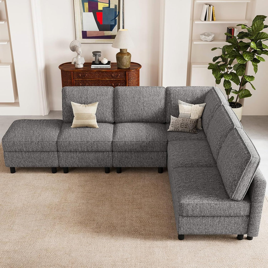 107.1" 6 Seats L Shaped Couch Modular Sectional Sofa Seat Couch with Storage Comfy Washable Sectional Couches Sofas