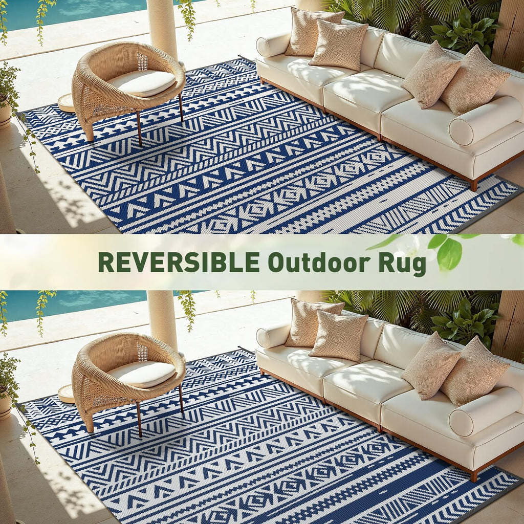 Outdoor Rug 8x10 Waterproof Outdoor Patio Rug Mat Reverisble Plastic Straw Outdoor Rug for RV Campin