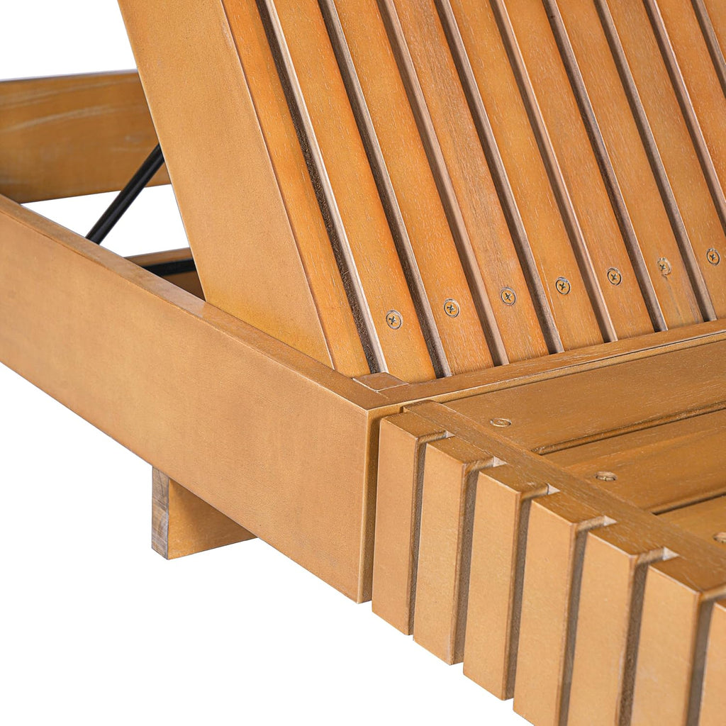 Acacia Wood Chaise Lounge Outdoor, Wooden Patio Chaise Lounge, Outdoor Sunbathing Lounge Chair, Adjustable