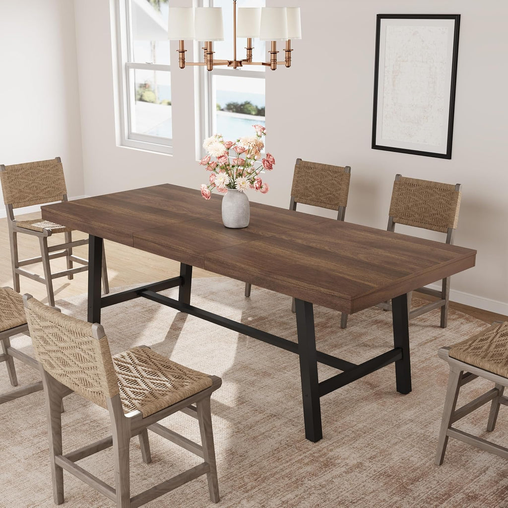 63-83" Extendable Dining Table, Industrial Rectangular Dining Room Table for 6-8 People, Expandable Kitchen Table
