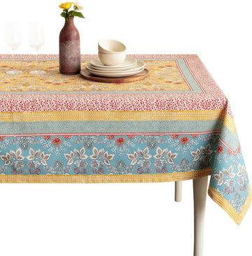 Table Cloth Rectangle Table 100% Cotton 60 x 90 Inches Tablecloth Reusable Decorative for Dining Kit