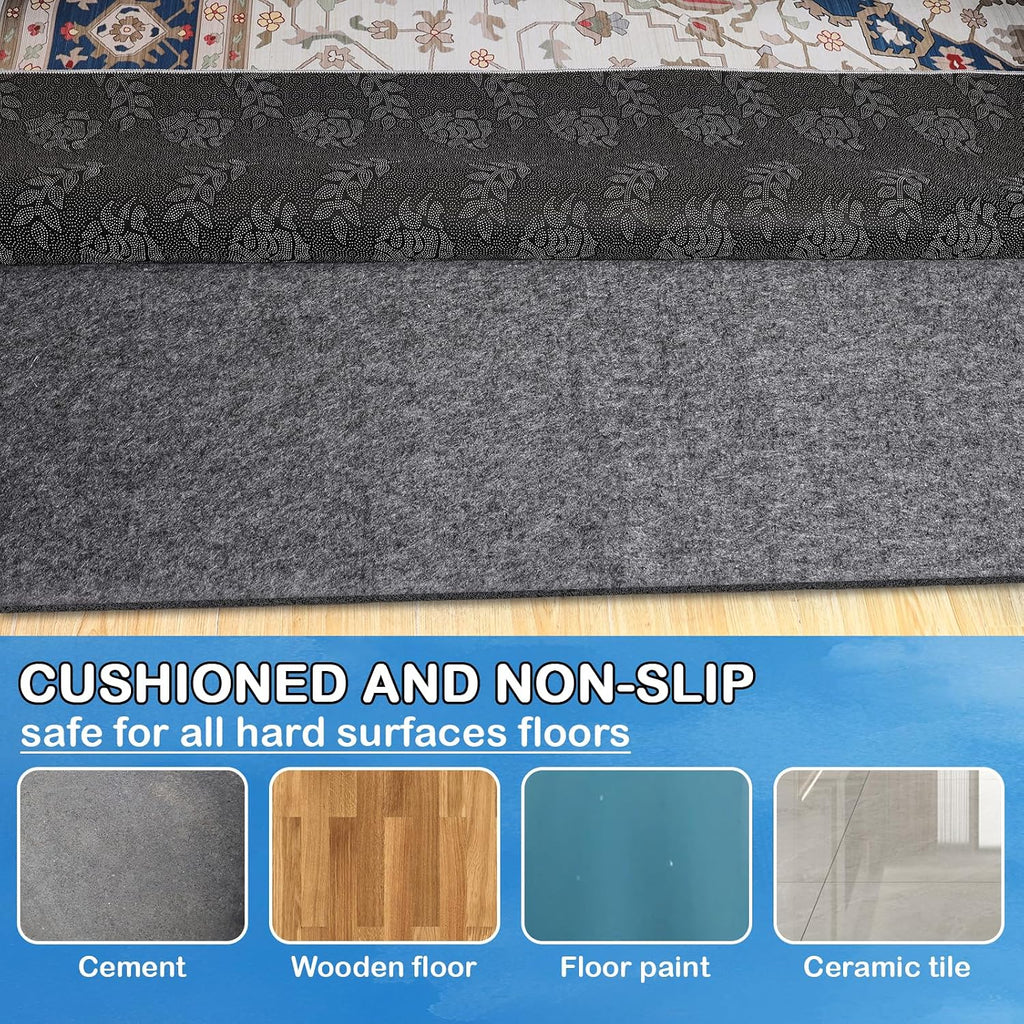 Non-Slip Rug Pads 9 x 12 ft, 100% Waterproof Extra Large Area Rugs Non Skid Rug Pad for All Floors and Finishes
