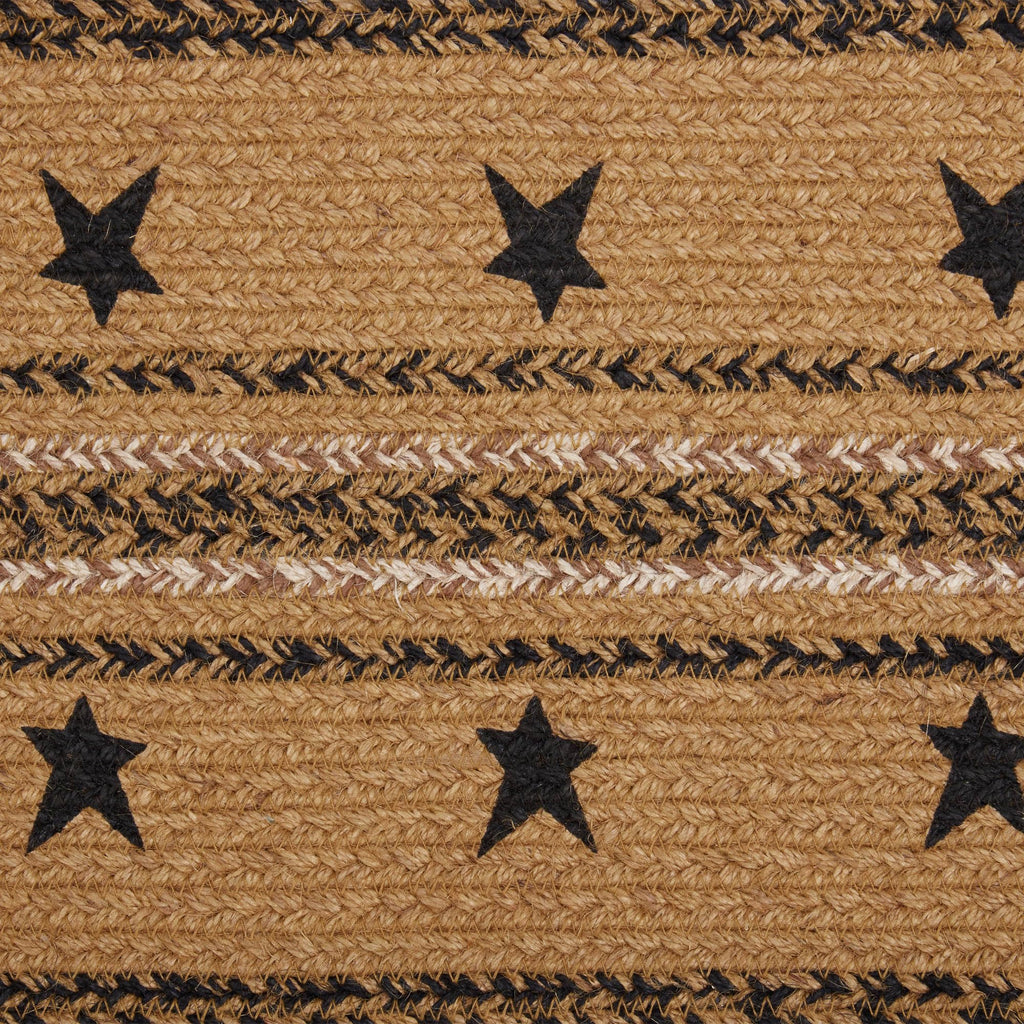 Kettle Grove Primitive Stars Border Table Jute Runner Stenciled Textured Jute 13x48