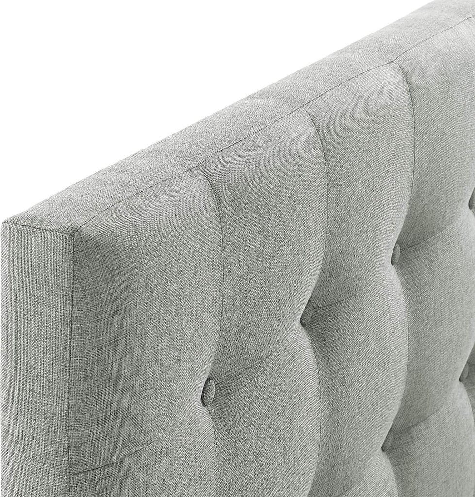 Emily Tufted Button Linen Fabric Upholstered King Headboard in Gray