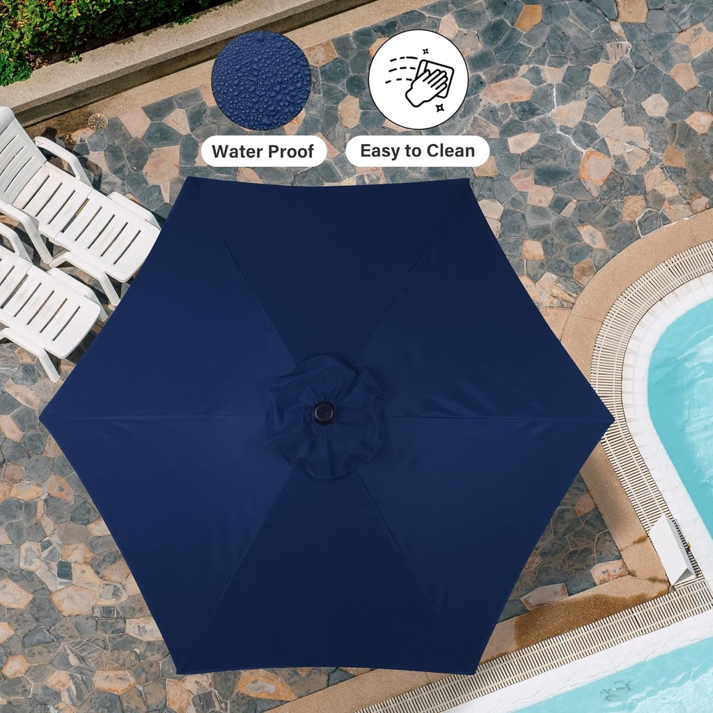 9' Patio Umbrella Outdoor Table Market Yard Umbrella with Push Button Tilt/Crank - Dark Blue