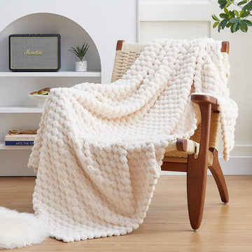 Fleece Throw Blanket,Beige)