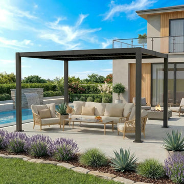 10' x 13' Louvered Pergola, Metal Patio Pergola with Adjustable Louvers Roof