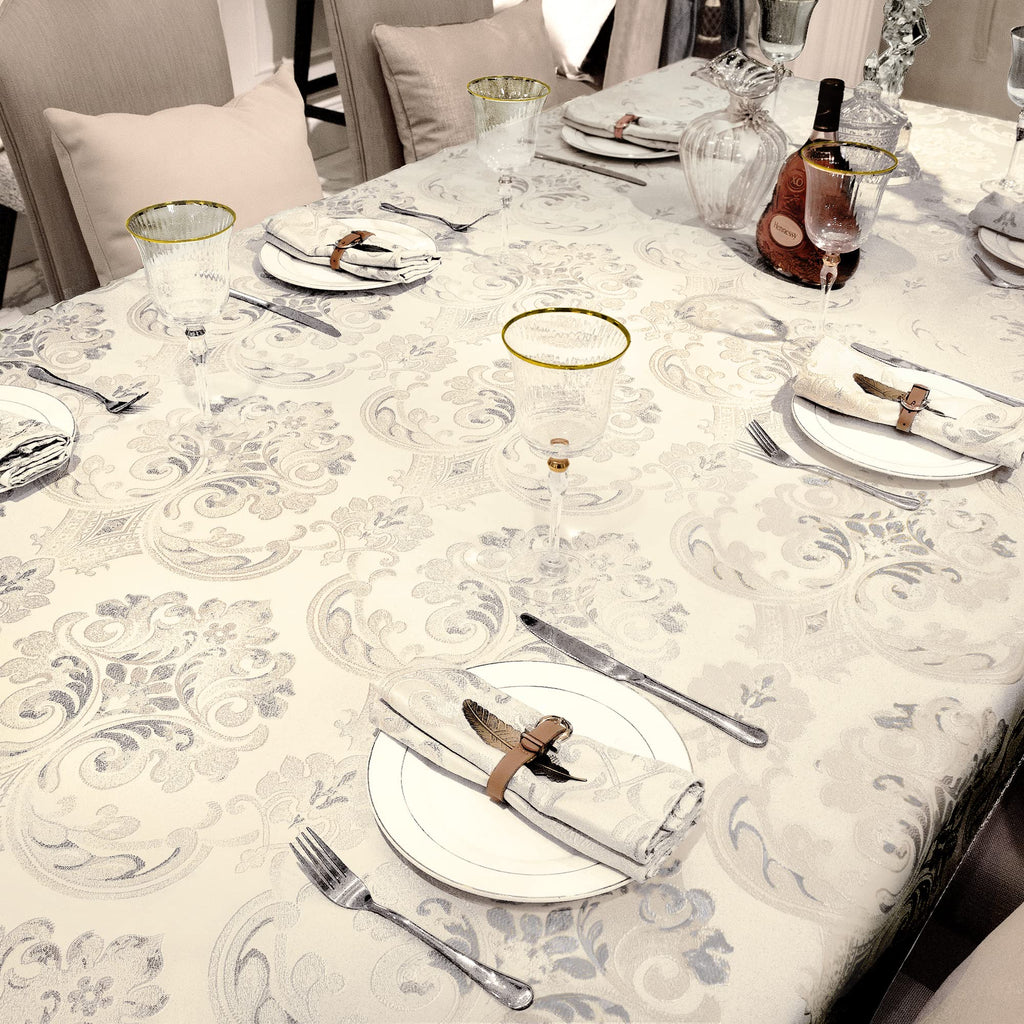 Jacquard Rectangle Tablecloth 60 x 120 Inches, Light Apricot