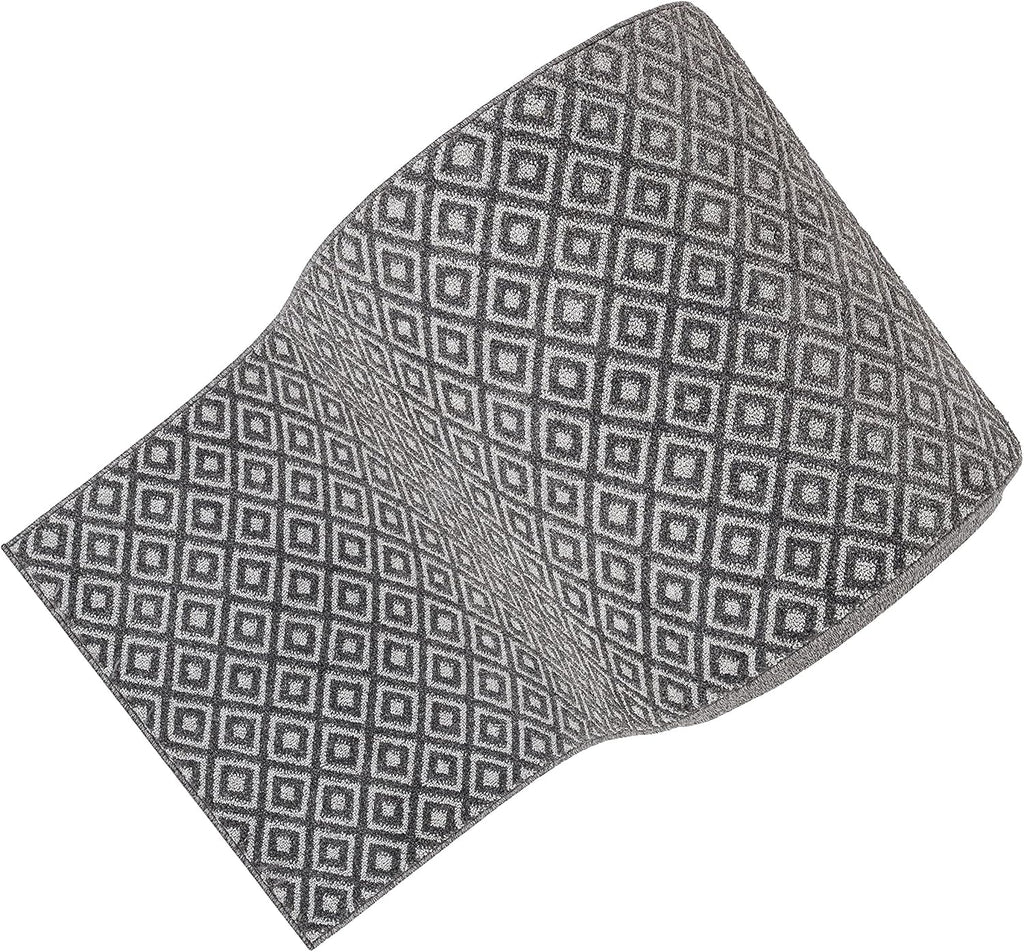 Custom Size Hallway Stair Runner - Choose Your Length - Piano Dark Grey Tribal Diamond Geometric 27 Inches Wide x 10