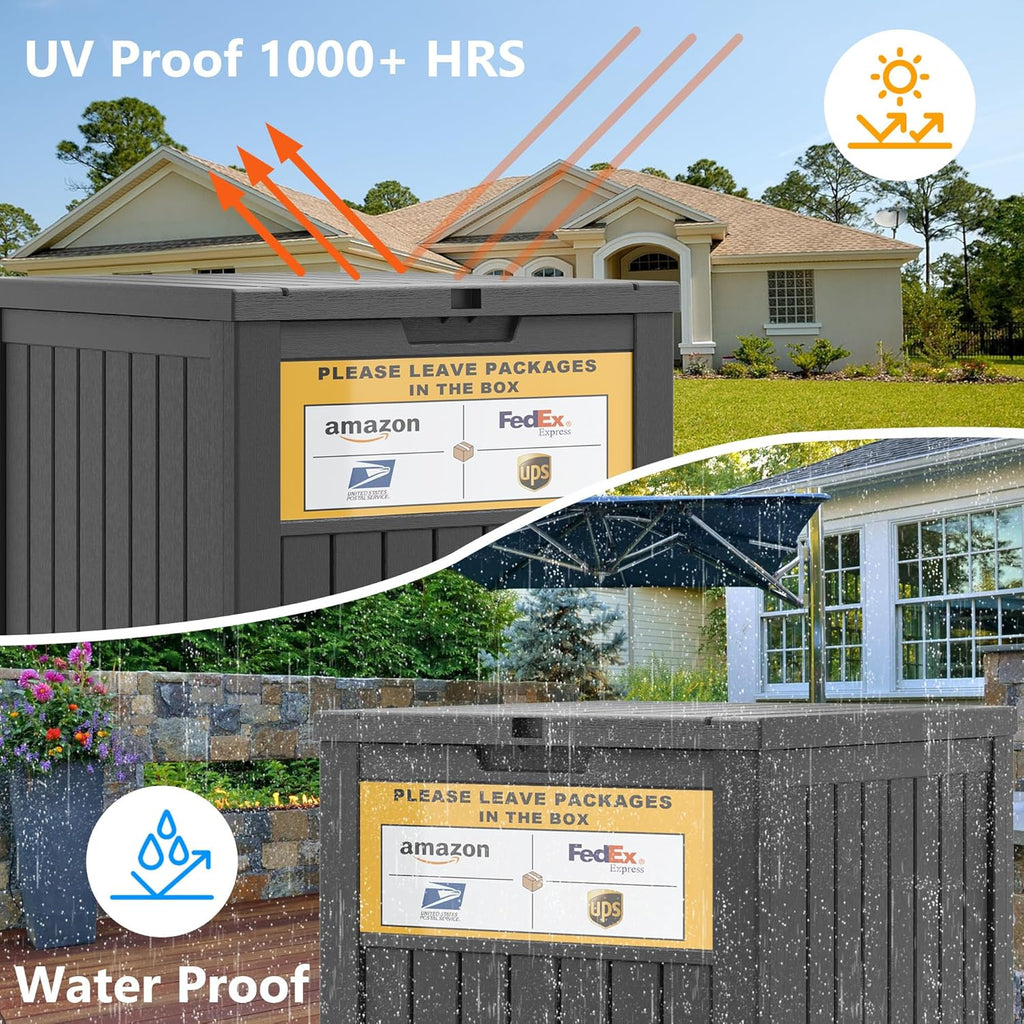 Package Delivery Box with Sign, 48 Gallon Storage with Lockable Secure