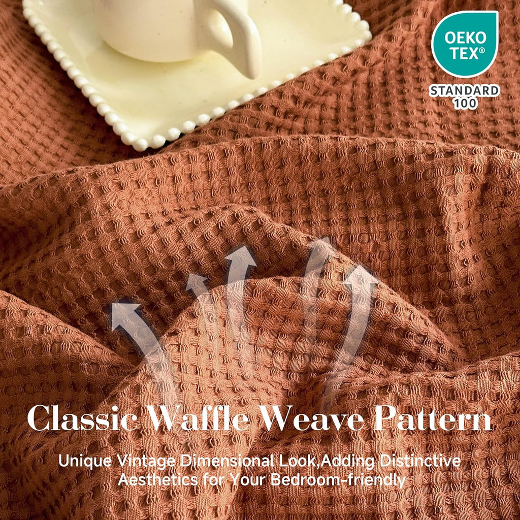 100% Cotton Waffle Weave Throw Blanket 40"x50", Soft Lightweight Breathable Cozy Washed, Layer Blanket, Farmhouse