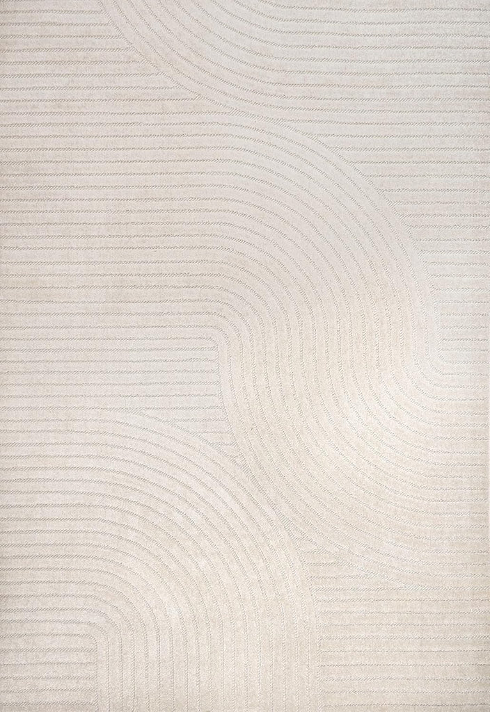 Y Hallie High-Low Curve Ivory/Cream Indoor/Outdoor Area Rug, 8x10, Minimalist, Japandi, Pet Friendly