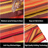 Outdoor Plastic Straw Rug Waterproof Patio 9x12 Red Orange Stripe Mat for Porch Camping RV Balcony D