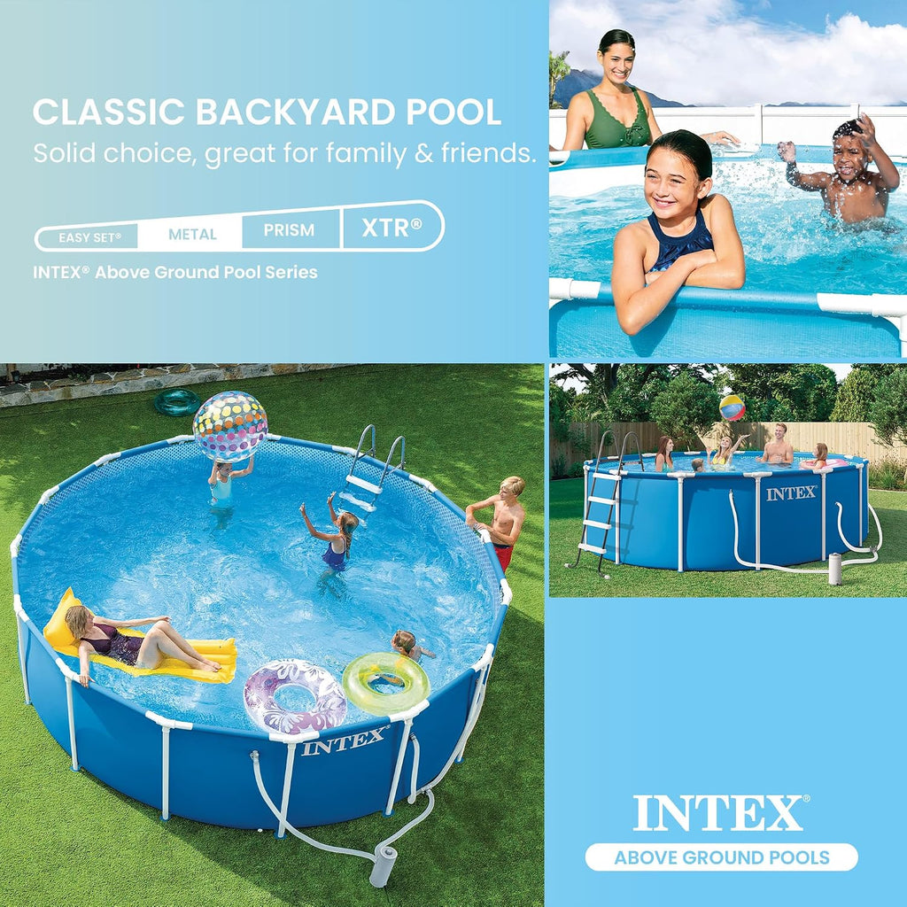 Metal Frame 12ft x 30in Round Above Ground Swimming Pool Set w/Pump | 28211EH - 530 GPH Cartridge Filter Pump and