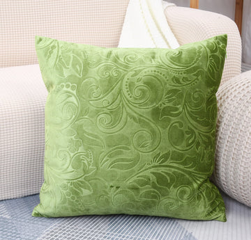 Embossed Velvet Throw Pillow Cover-(22" x 22", C18 Apple Green)