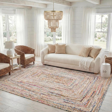 Cape Cod Area Rug 10x14, Jute Textured X-Large Beige CAP202B
