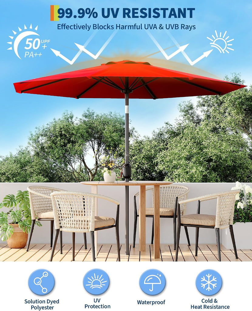 Patio Umbrella Outdoor, Market Umbrella, Table Umbrella with Push Button Tilt and Crank