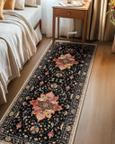 Area Rugs Washable Non-Slip, Floral Vintage Distress Print Pattern Medallion Carpet for Living Room Bedroom