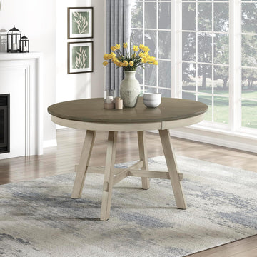48 Inch Dia. Modern Round Dining Table, Wooden Kitchen Table, Seats for 4 People, Space Saving, for Kitchen, Dining