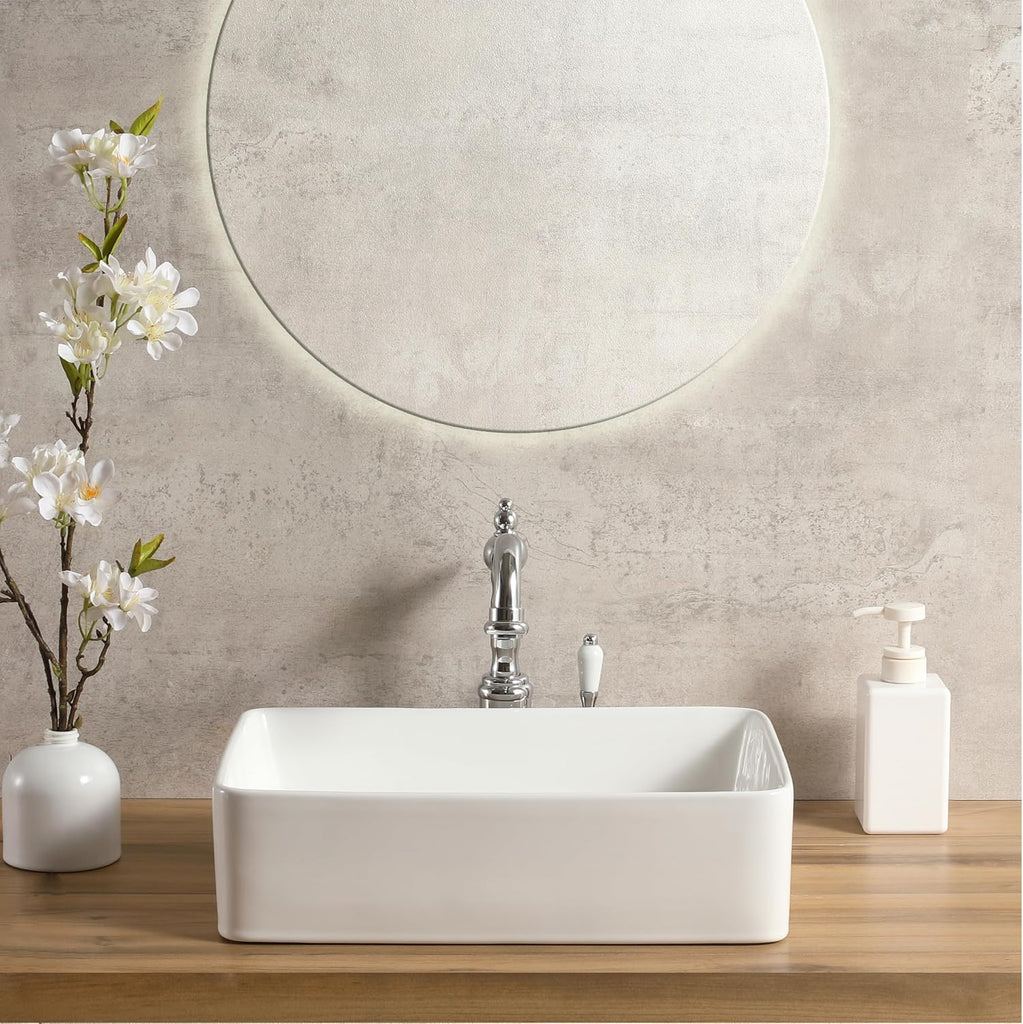 16"x12"Rectangular Vessel Sink,Ceramic Small Bowl Bathroom Vessel Sink