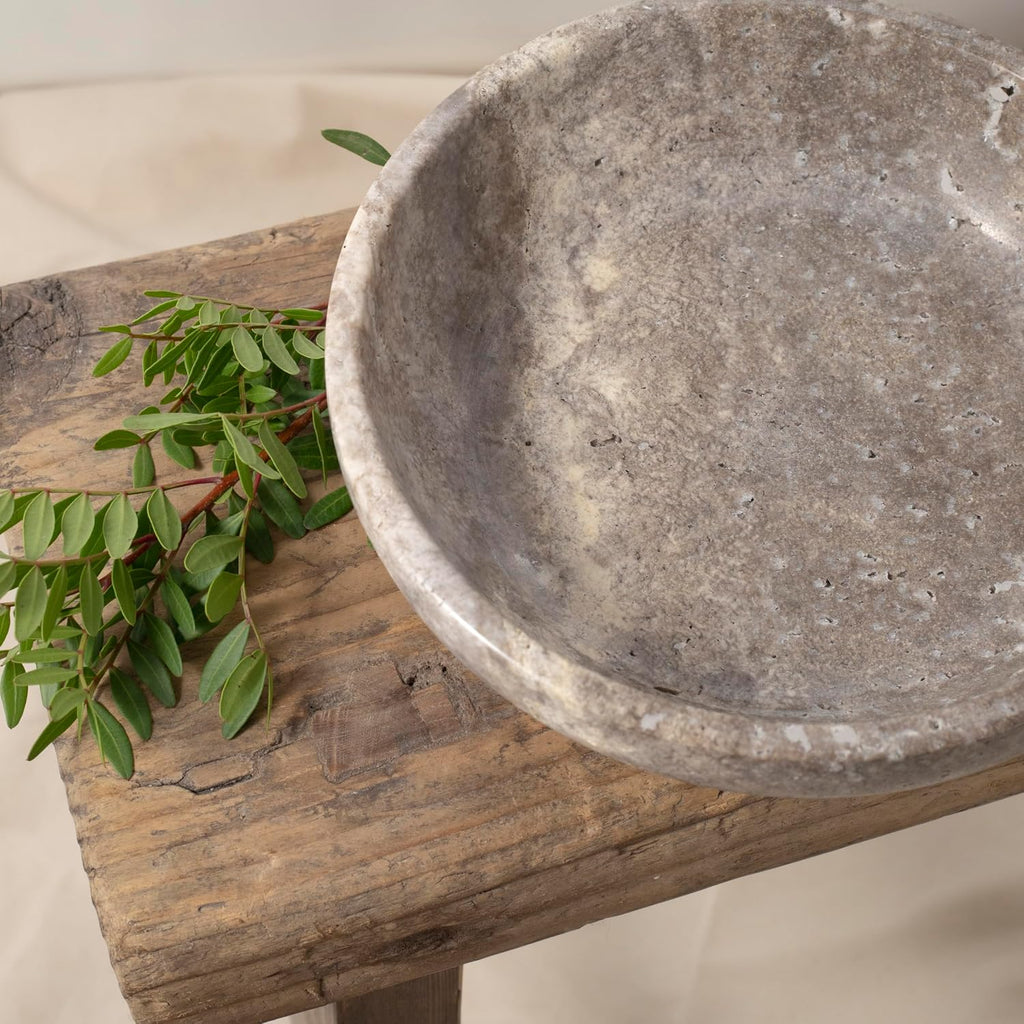 Travertine Decorative Bowls Decor. Key Bowl Table in a Choice of 5 Colors (Silver-Gray, Small)