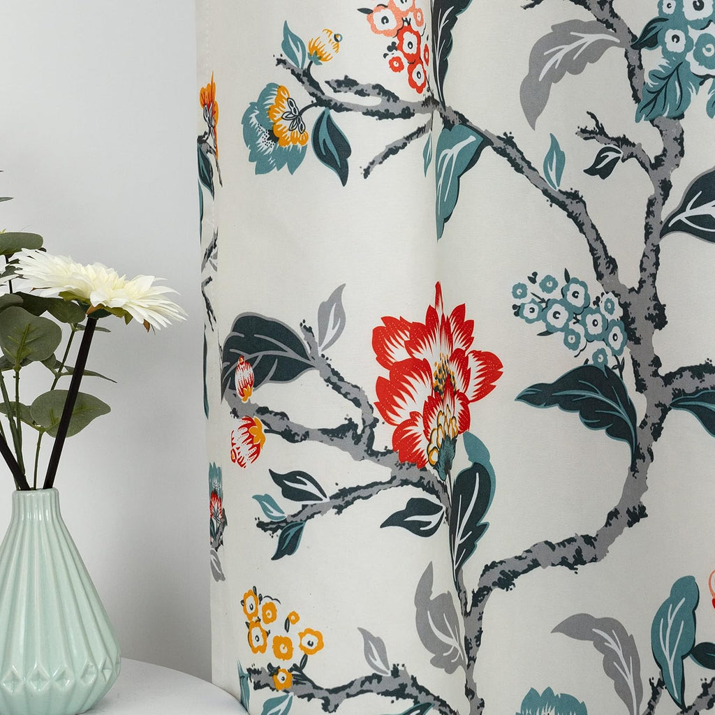 Ada Botanical Print Lined Flower Leaf Thermal Insulated Window Valance Rod Pocket by Plus