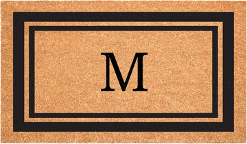 152962436M Black Border 24" x 36" Monogram Doormat, (Letter M)
