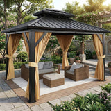 10x12 FT Hardtop Gazebo with Galvanized Steel Double Roof