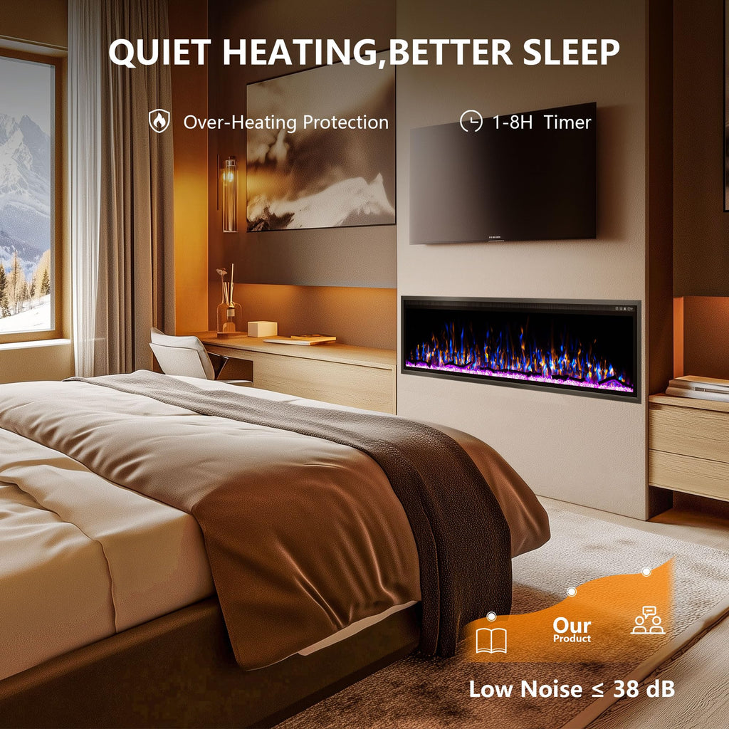 50" Electric Fireplace Linear with Temperature Control