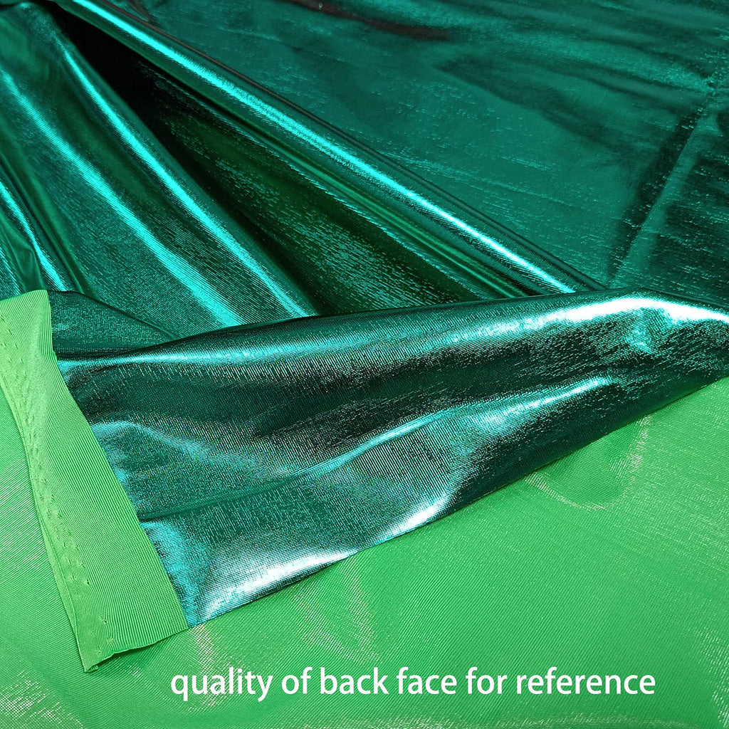 Hologram Metallic Foil Stretch Fabric Width 58 Inches(Green 1yard)