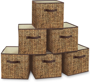 12x12 Cube Storage Bins - Fabric Cubby Bins with Dual Handles, Collapsible Storage Organizer for Shelf, Closet