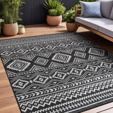 Waikiki Boho Indoor Outdoor Rug 5x7, Washable Outside Carpet for Patio, Deck, Porch, Bohemian Area R