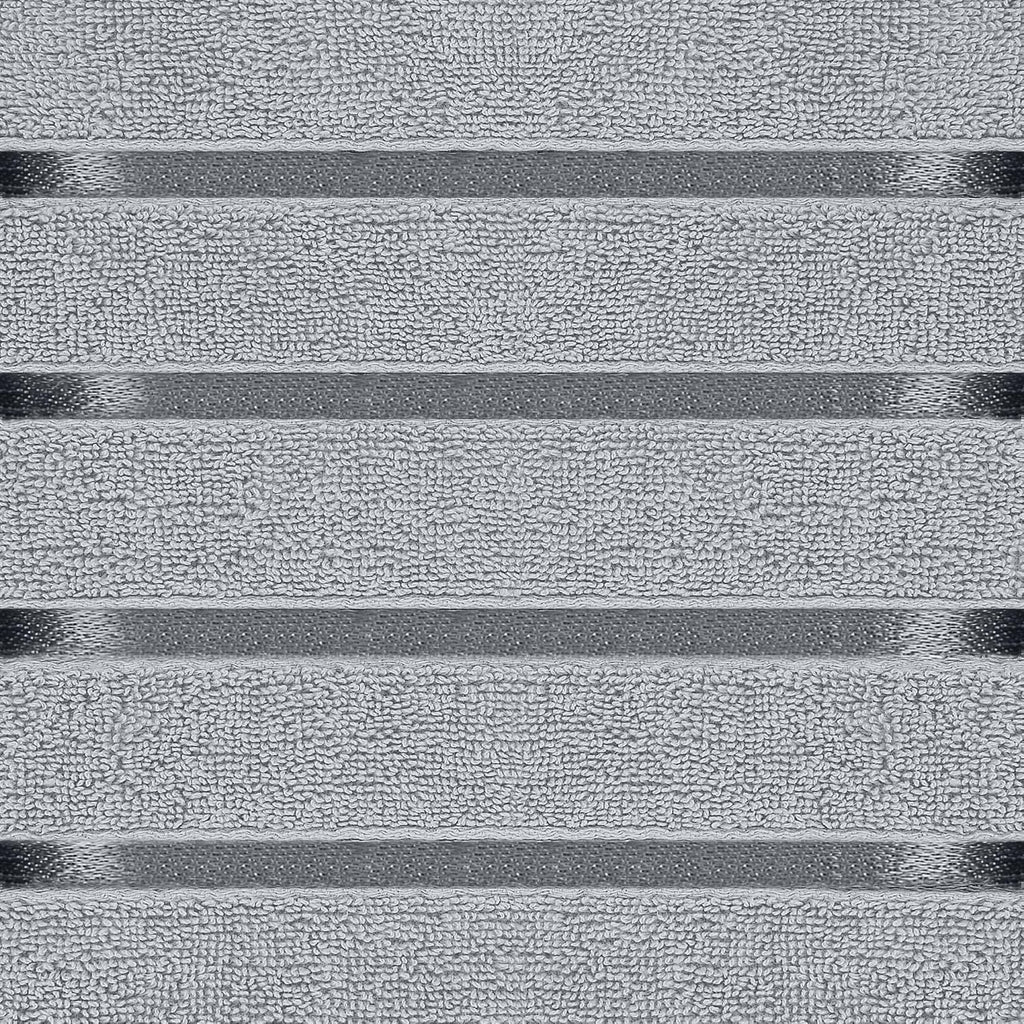 8 Piece Luxury Towel Set, 600 GSM, Viscose Stripe, Cool Grey | 600 GSM Ring Spun Cotton Towels with Viscose Stripe
