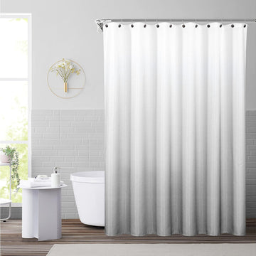 Waffle Weave Grey Shower Curtain Ombre Water Resistant Hotel Spa Bathroom Decorative Shower Curtain with Grommet No
