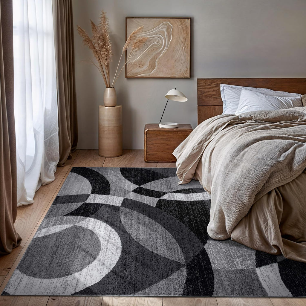 Contemporary Abstract Circles Perfect for high Traffic Areas of Your Living Room,Bedroom,Home Office,Kitchen Area Rug