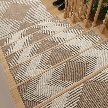 15 Pack Non Slip, 3D Peel and Stick Carpet for Wooden Steps Indoor, Washable Reusable Stair Runner Rugs for Dogs &