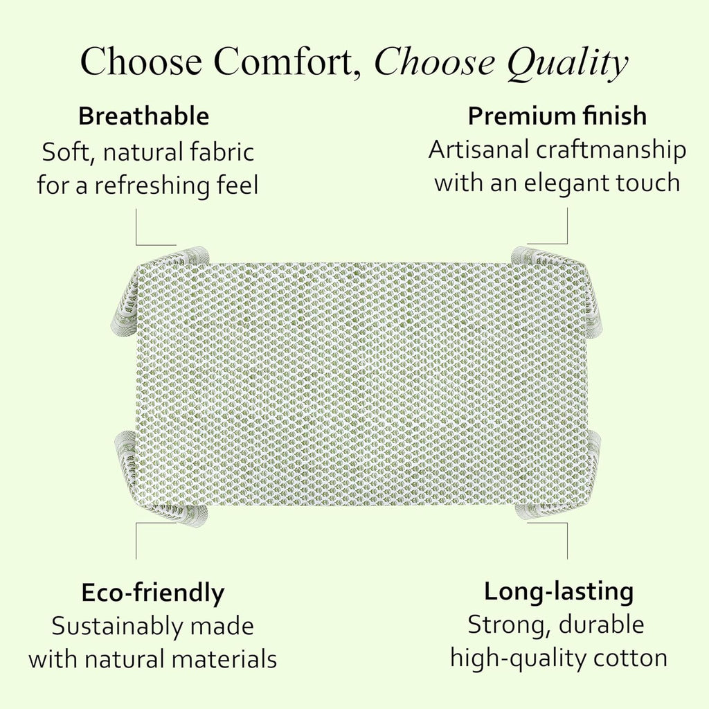 Tablecloth 100% Cotton 60x90 Inch Indian Block Print Rectangle Table Cover, Washable Table Cloth