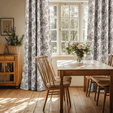 Blackout Curtains 96 Inch Long, Thermal Insulated Curtains, Vintage Floral Drapes Light Blocking Off White with
