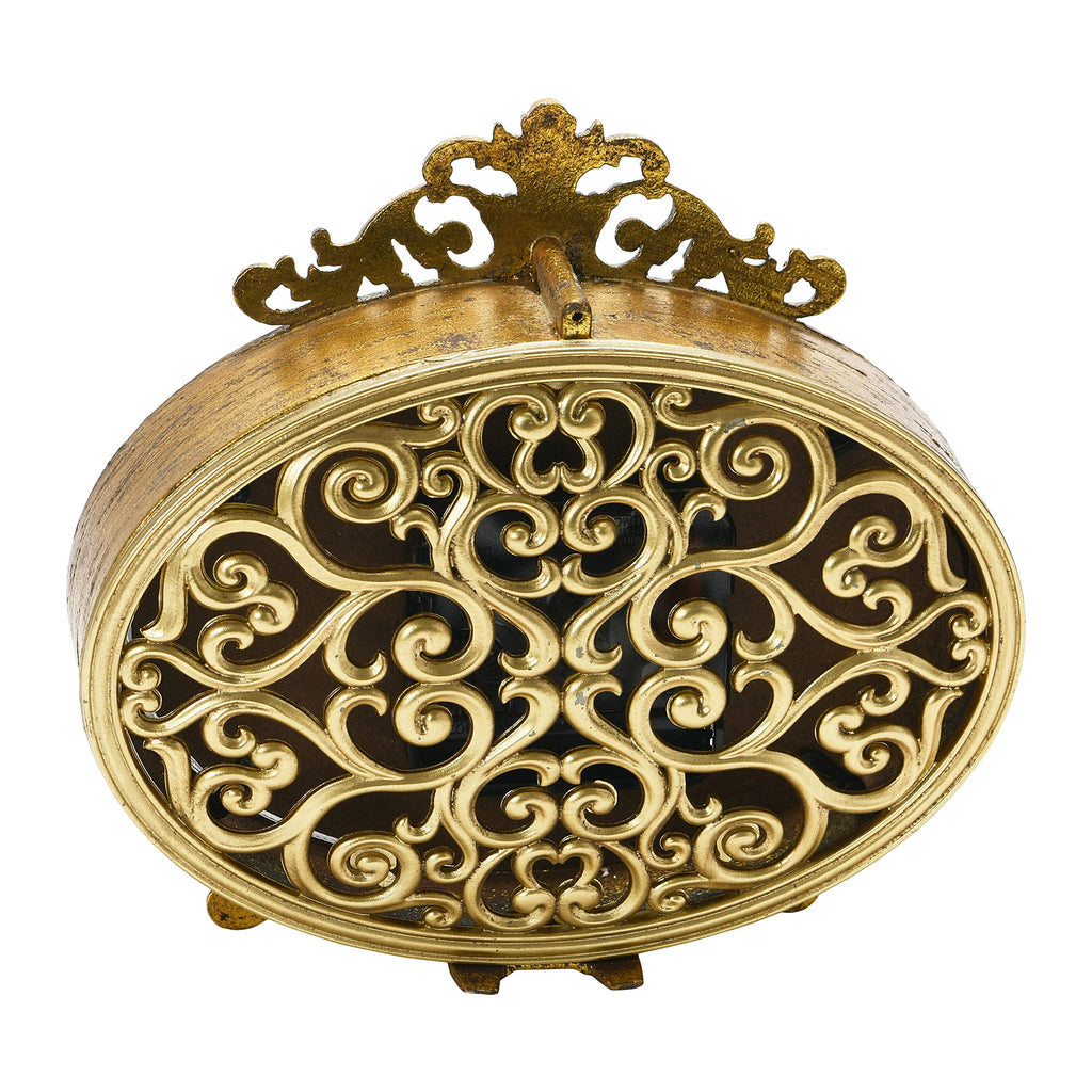 Distressed Pewter Mantel Clock, Gold Finish